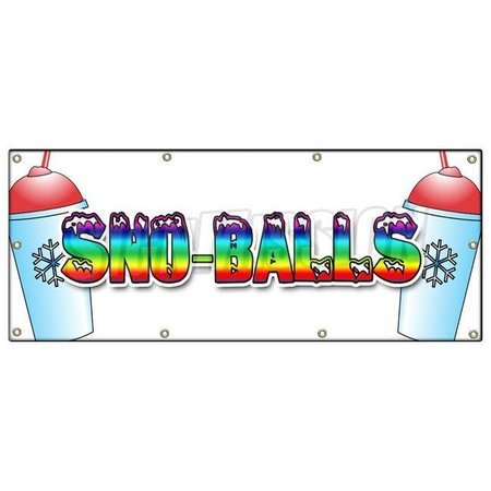 SIGNMISSION SNO-BALLS BANNER SIGN snowcones water ice italian shaved ice cold fruit B-96 Sno-Balls